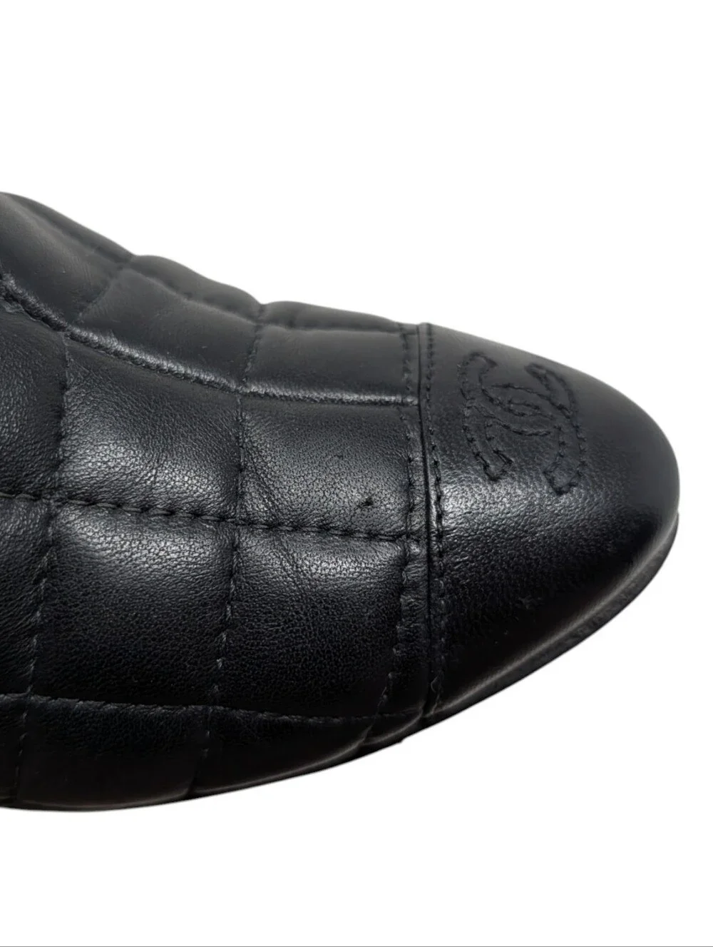 Chanel Black Quilted Leather Interlocking CC Heeled Bootie Boot Size EU 39